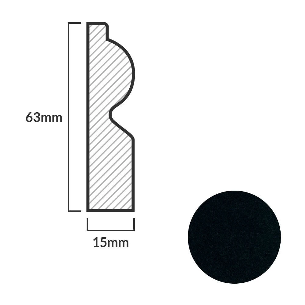 Leader Black Torus Laminate Skirting Board (2.4m) - Image 4