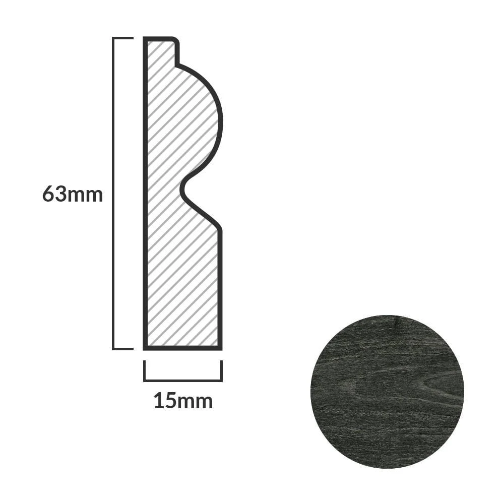Leader Dark Grey Torus Laminate Skirting Board (2.4m) - Image 4