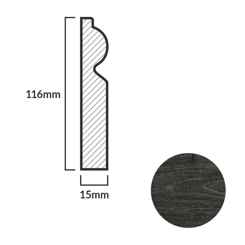 Leader Dark Grey Torus Laminate Skirting Board (2.4m) - Image 5