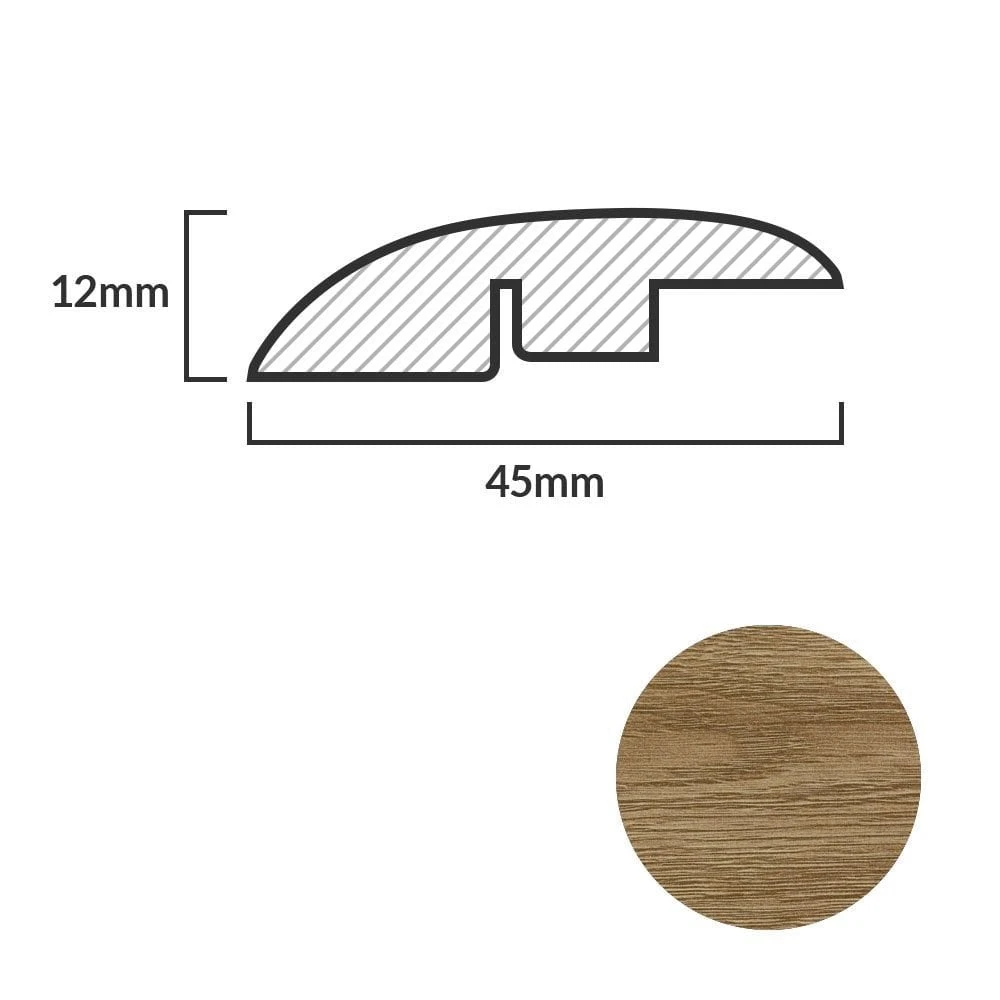 Leader Dark Oak Laminate Adapting Profile Door Bar (1m) - Image 2