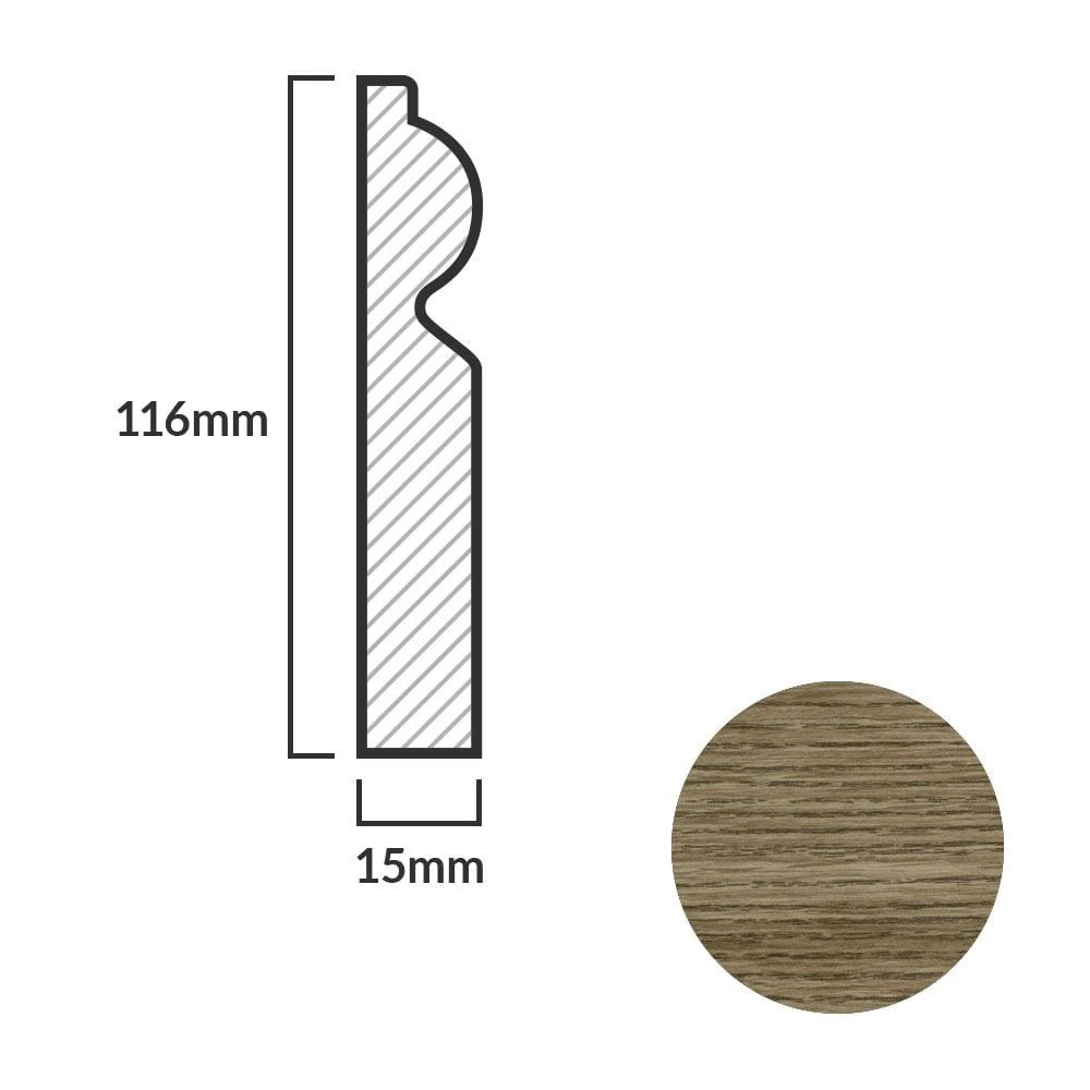 Leader Medium Oak Torus Laminate Skirting Board (2.4m) - Image 5